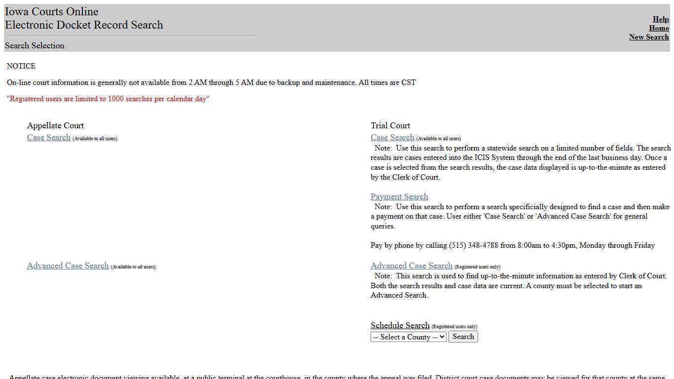 Iowa Courts Online Search - Select Action