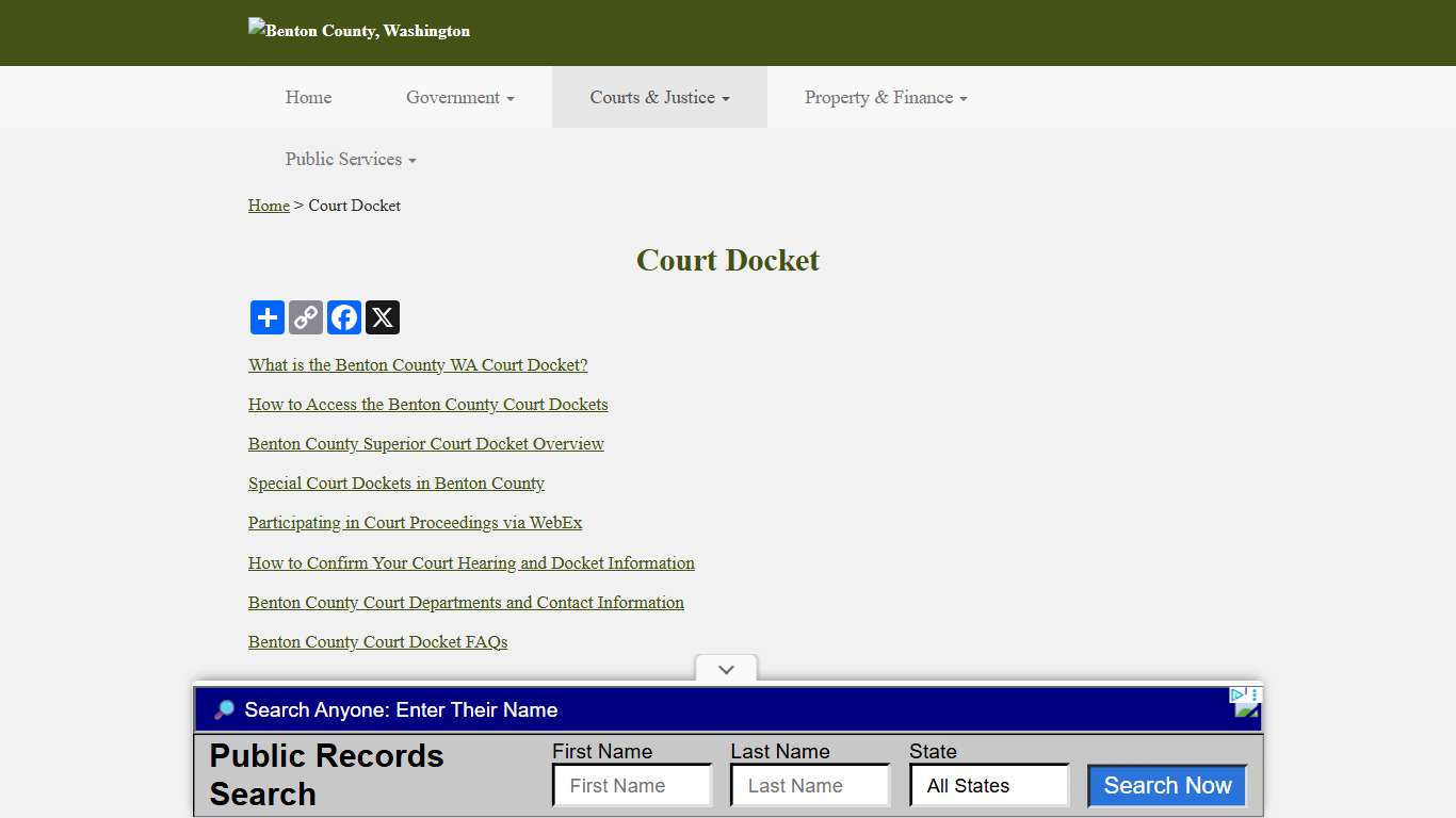 Benton County Court Docket